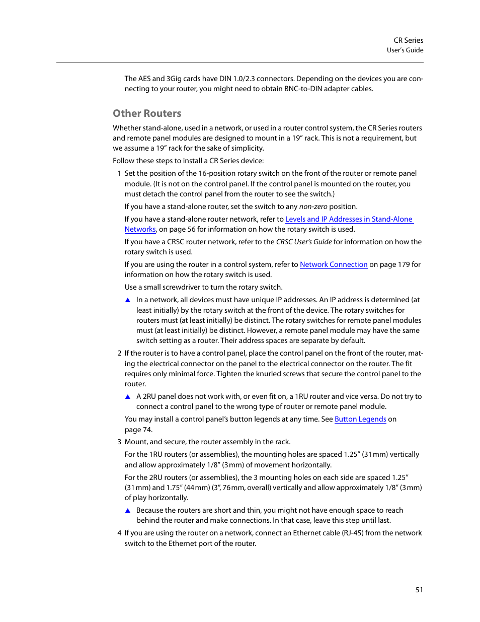 Other routers | Grass Valley CR Series v.3.2 User Manual | Page 63 / 212