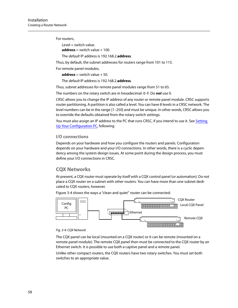 I/o connections, Cqx networks | Grass Valley CR Series v.3.2 User Manual | Page 70 / 212