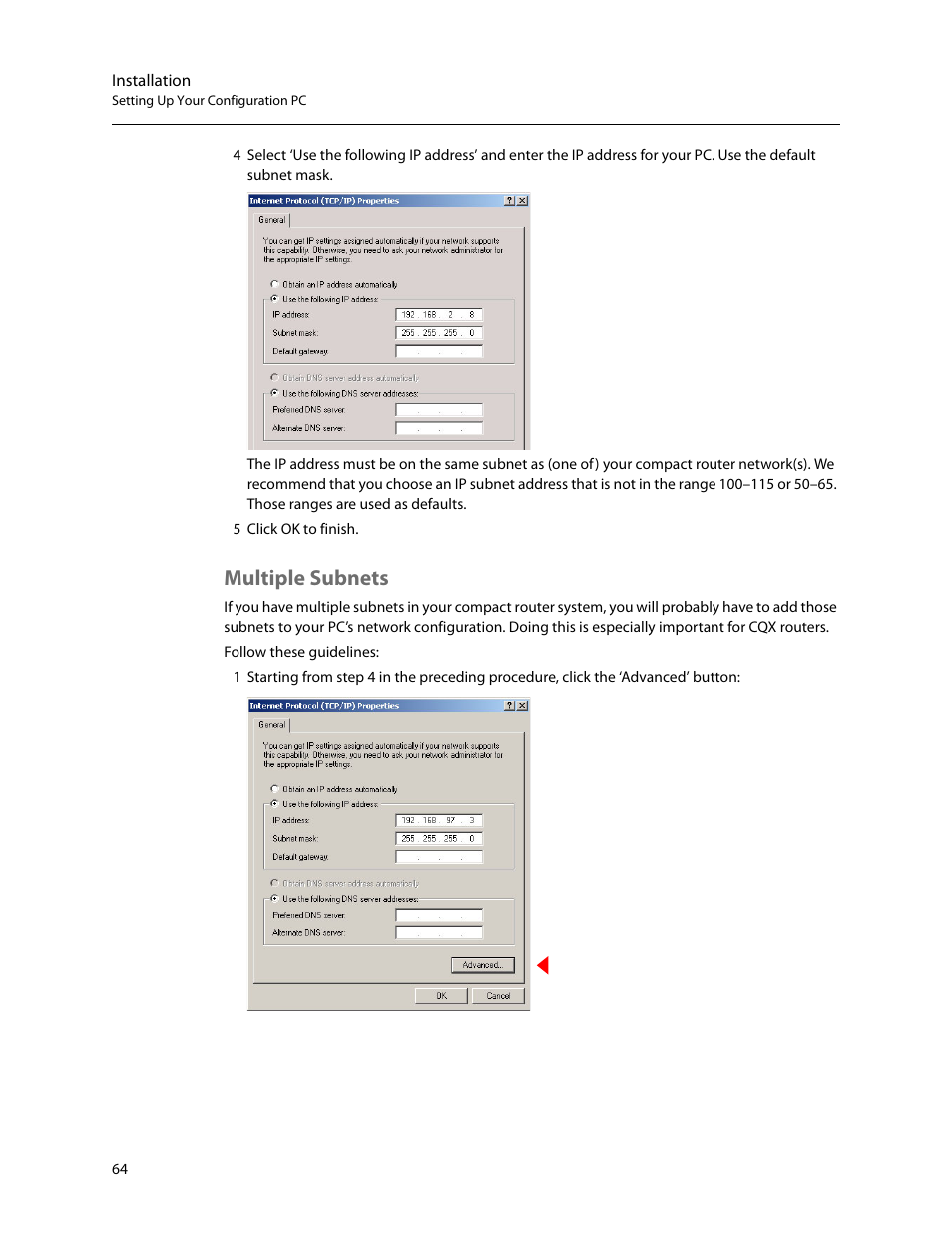 Multiple subnets | Grass Valley CR Series v.3.2 User Manual | Page 76 / 212