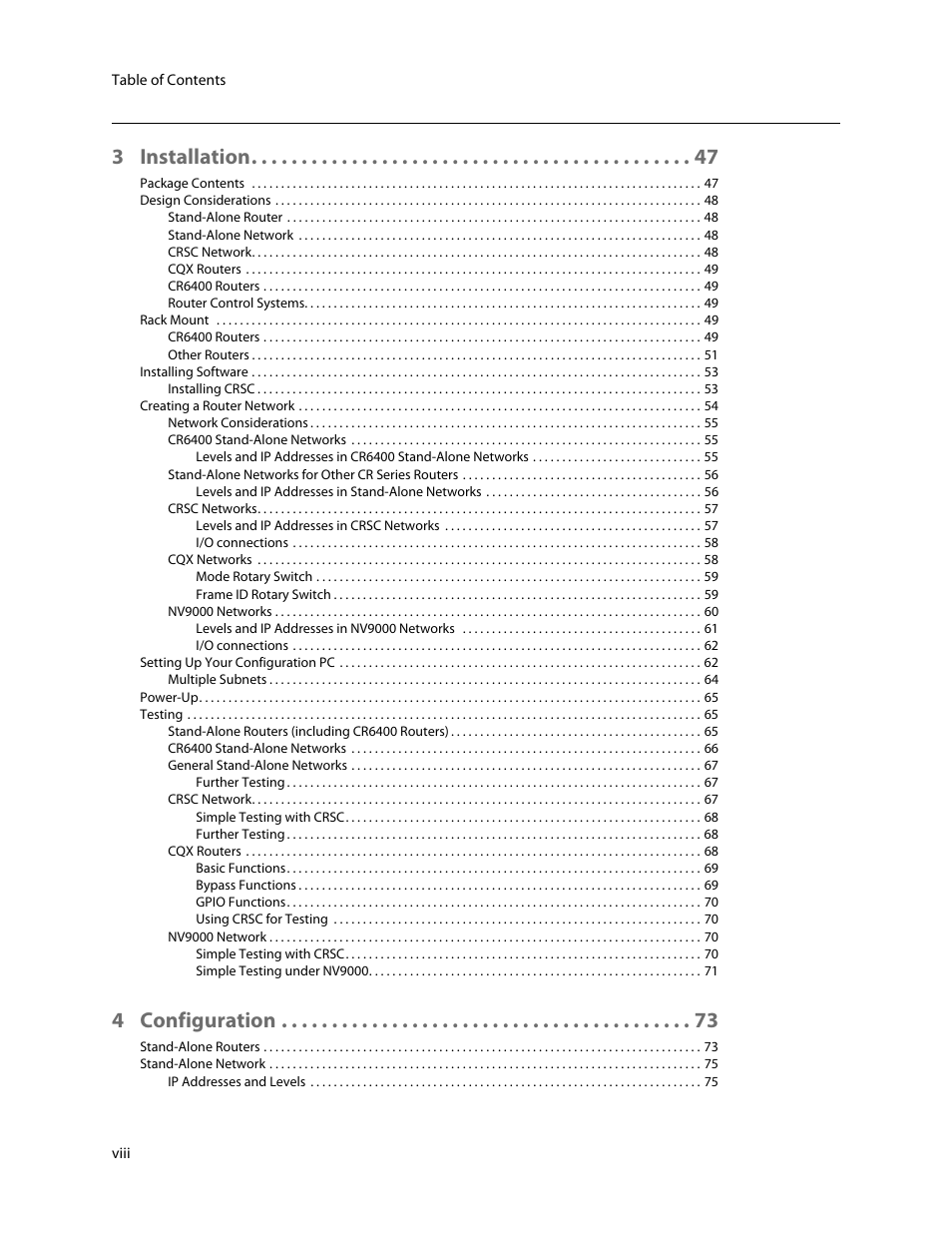 3 installation, 4 configuration | Grass Valley CR Series v.3.2 User Manual | Page 8 / 212