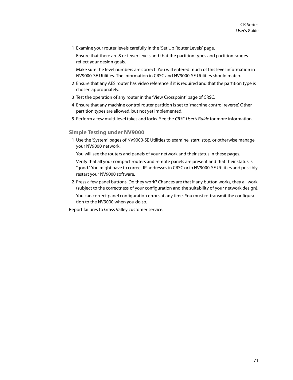 Simple testing under nv9000 | Grass Valley CR Series v.3.2 User Manual | Page 83 / 212