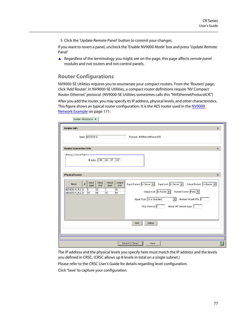 Router configurations | Grass Valley CR Series v.3.2 User Manual | Page 89 / 212