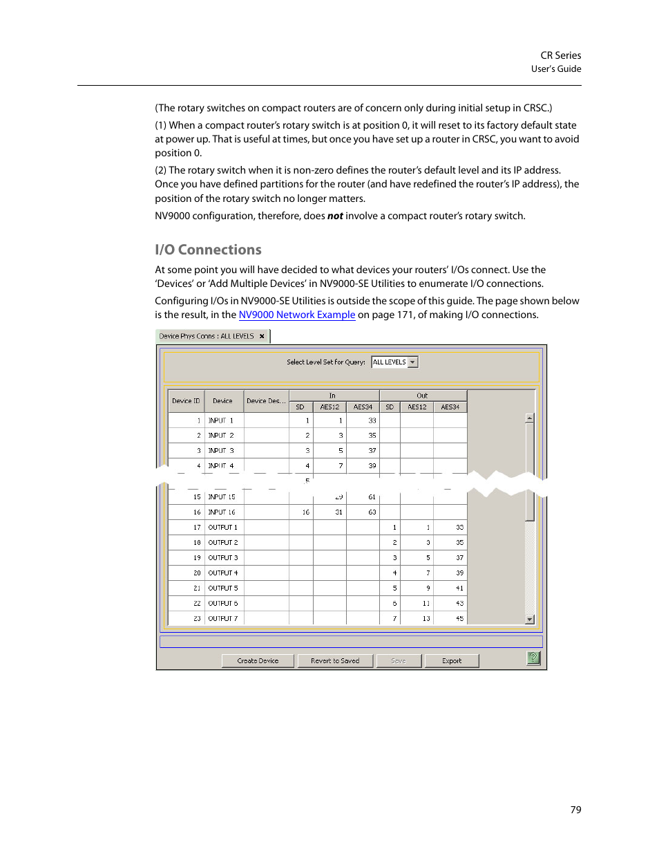 I/o connections | Grass Valley CR Series v.3.2 User Manual | Page 91 / 212