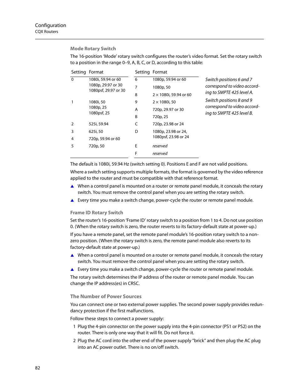 Mode, Rotary switch | Grass Valley CR Series v.3.2 User Manual | Page 94 / 212