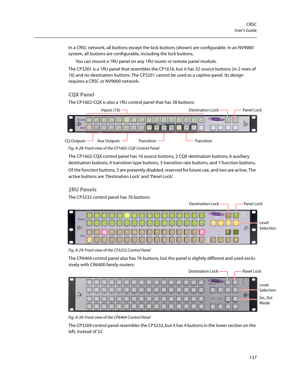 Cqx panel 2ru panels | Grass Valley CRSC v.3.2 User Manual | Page 149 / 186