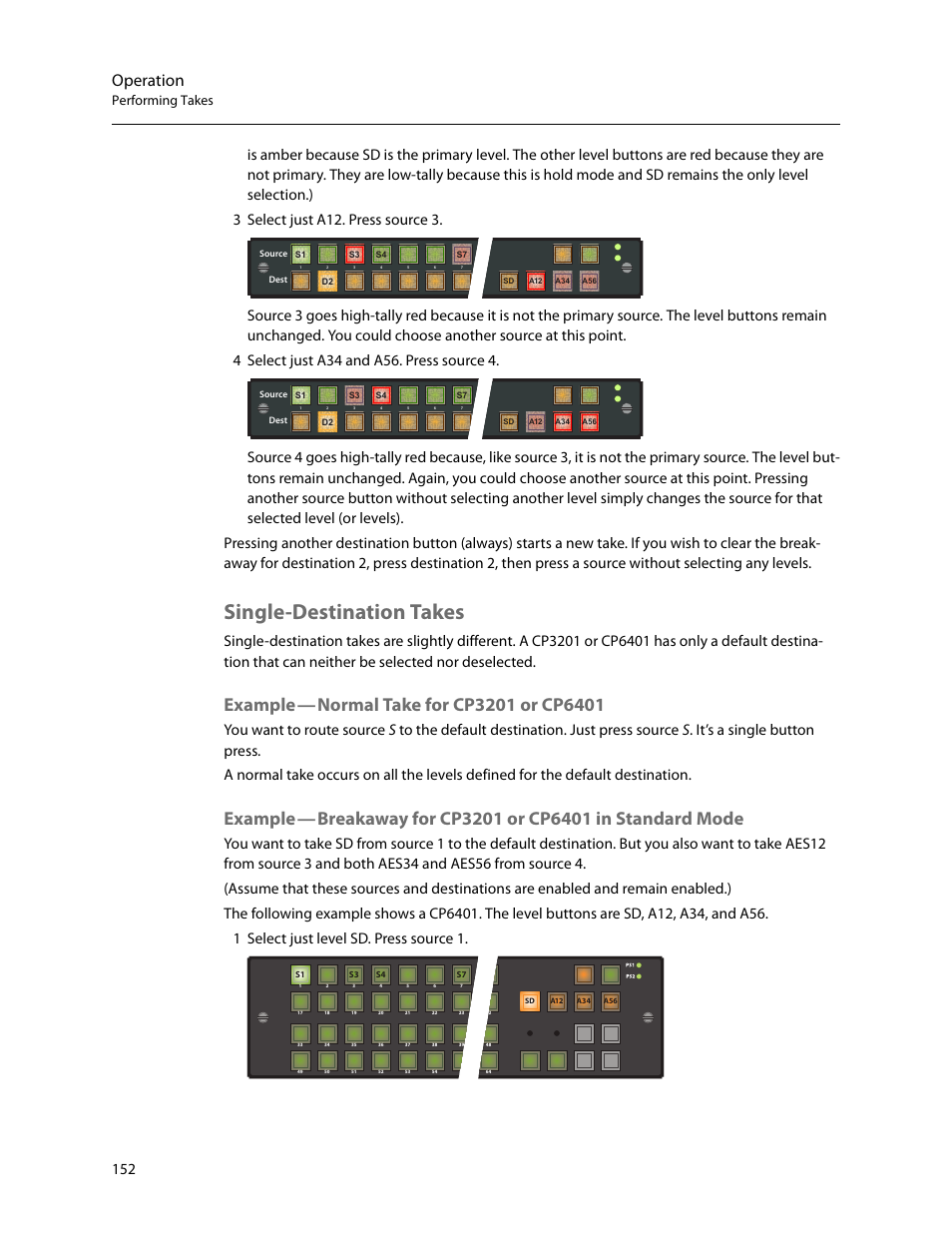 Single-destination takes, Example, Single-destination | Takes, Operation, Performing takes | Grass Valley CRSC v.3.2 User Manual | Page 164 / 186