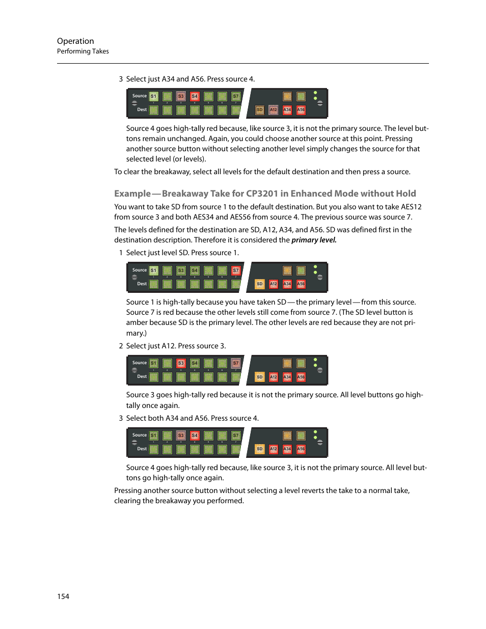 Example, Operation, The primary level | Performing takes | Grass Valley CRSC v.3.2 User Manual | Page 166 / 186