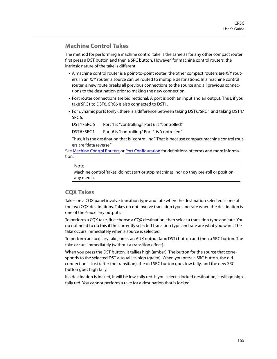 Machine control takes, Cqx takes, Machine control takes cqx takes | Grass Valley CRSC v.3.2 User Manual | Page 167 / 186