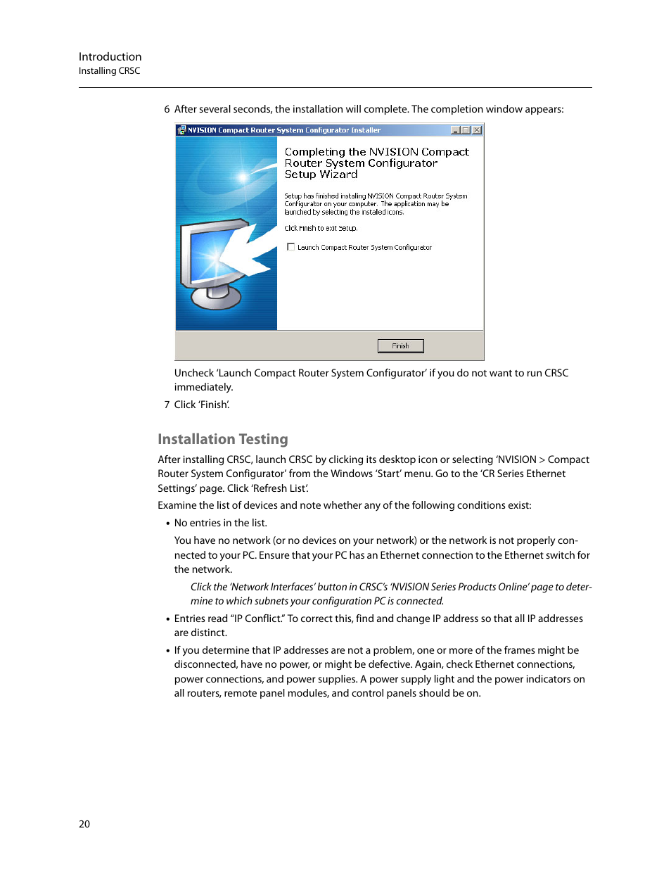 Installation testing | Grass Valley CRSC v.3.2 User Manual | Page 32 / 186