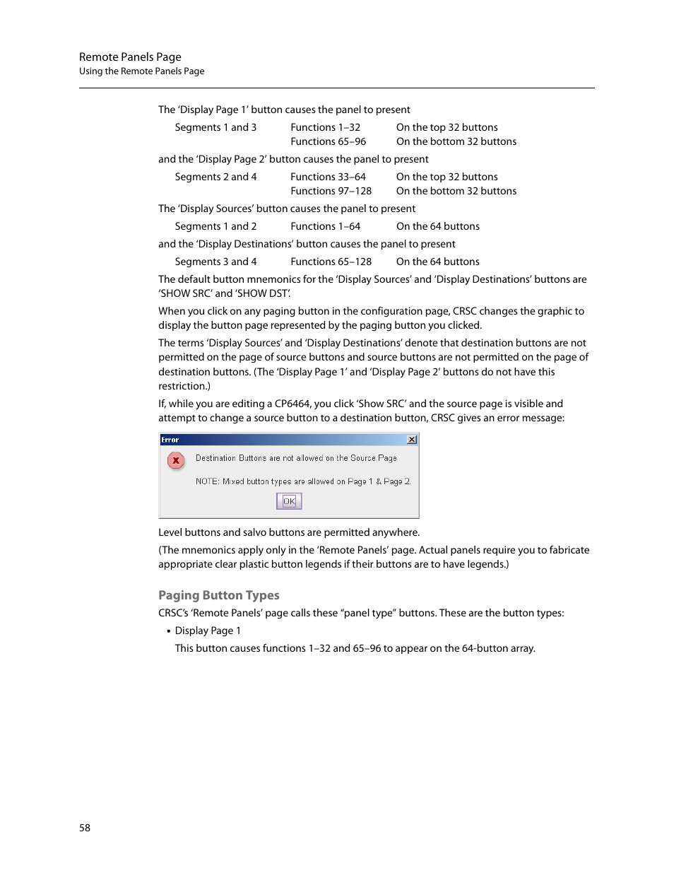 Paging button types | Grass Valley CRSC v.3.2 User Manual | Page 70 / 186