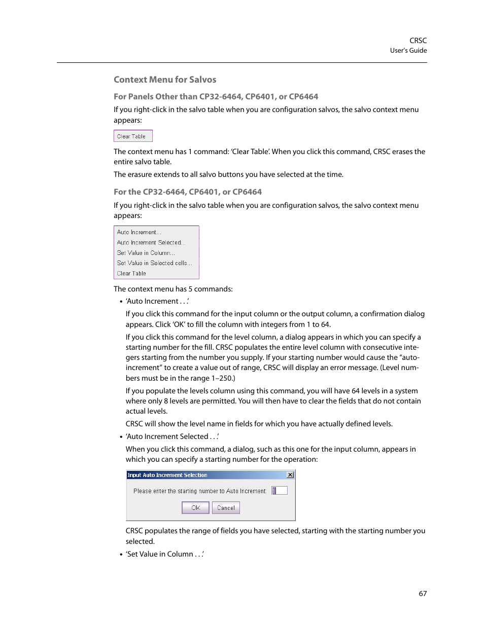 Context menu for salvos, Lumn. see | Grass Valley CRSC v.3.2 User Manual | Page 79 / 186