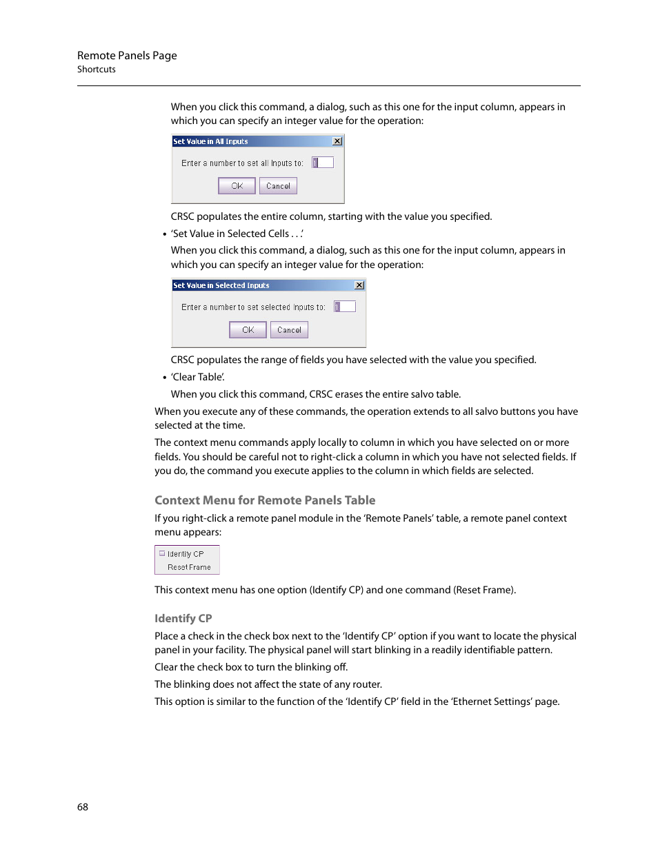 Context menu for remote panels table | Grass Valley CRSC v.3.2 User Manual | Page 80 / 186