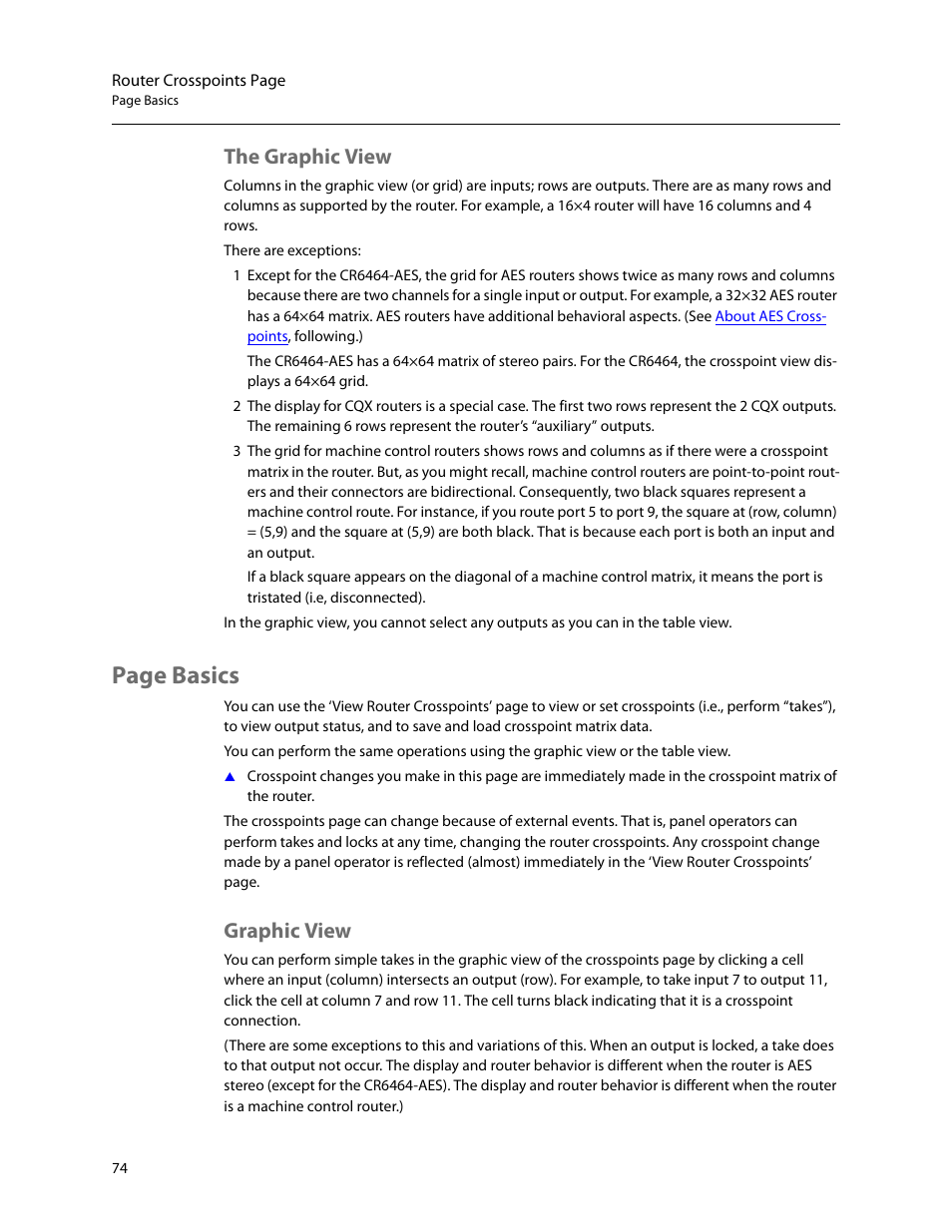 The graphic view, Graphic view, Page basics | Grass Valley CRSC v.3.2 User Manual | Page 86 / 186