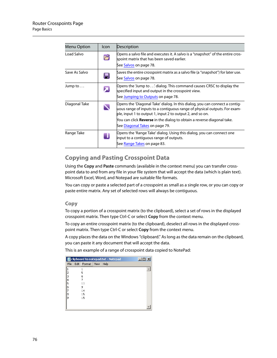Copying and pasting crosspoint data, Copy | Grass Valley CRSC v.3.2 User Manual | Page 88 / 186