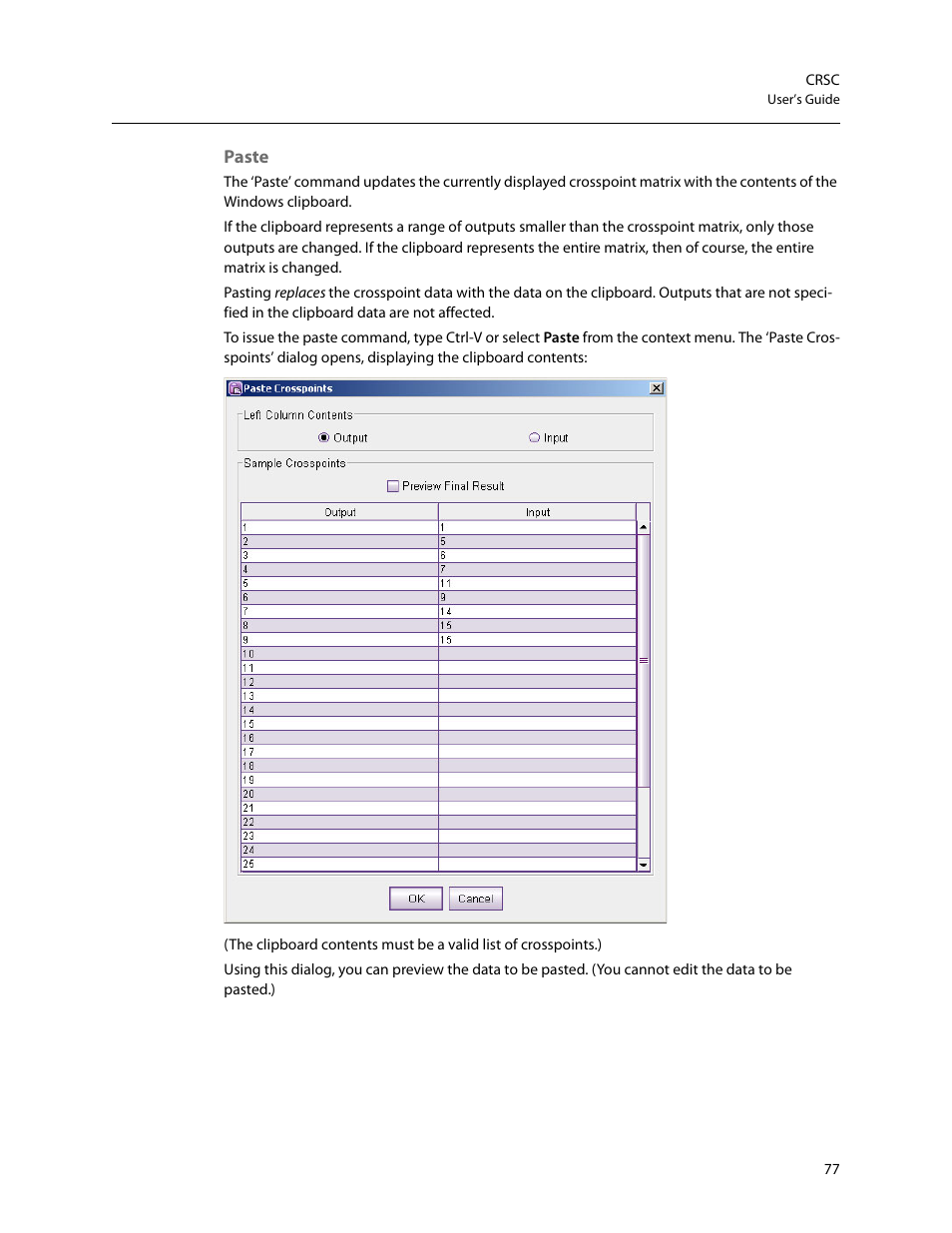 Paste | Grass Valley CRSC v.3.2 User Manual | Page 89 / 186