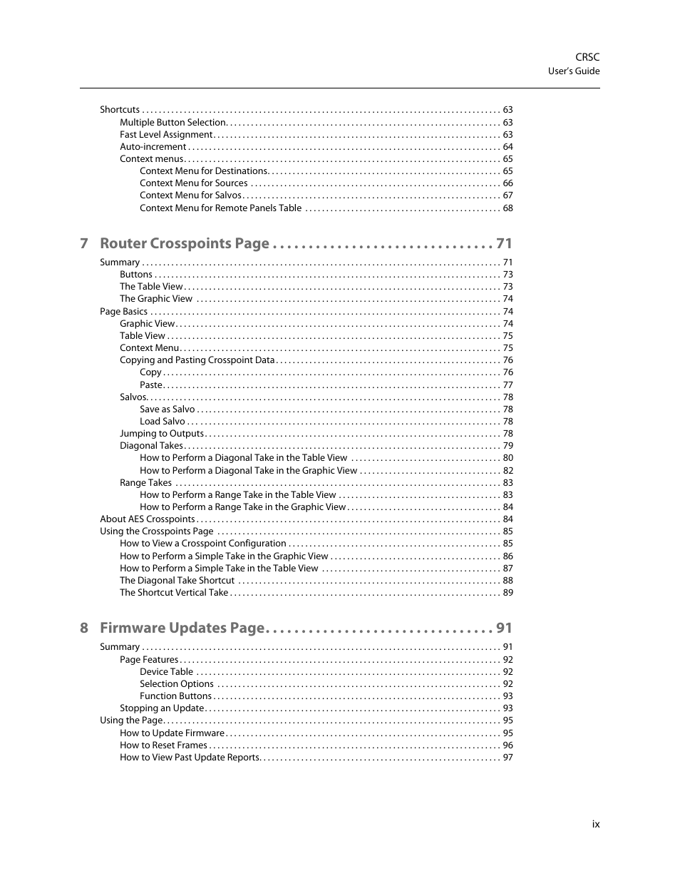 7 router crosspoints page, 8 firmware updates page | Grass Valley CRSC v.3.2 User Manual | Page 9 / 186