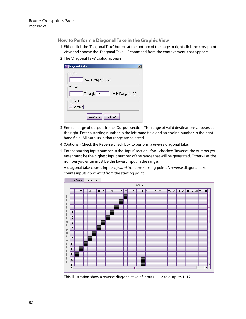 How to perform a diagonal take in the graphic view | Grass Valley CRSC v.3.2 User Manual | Page 94 / 186