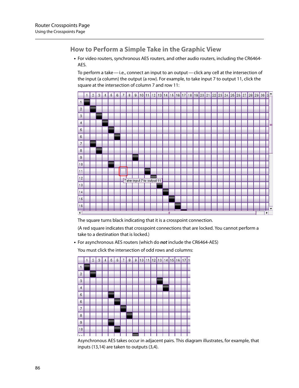 How to perform a simple take in the graphic view | Grass Valley CRSC v.3.2 User Manual | Page 98 / 186