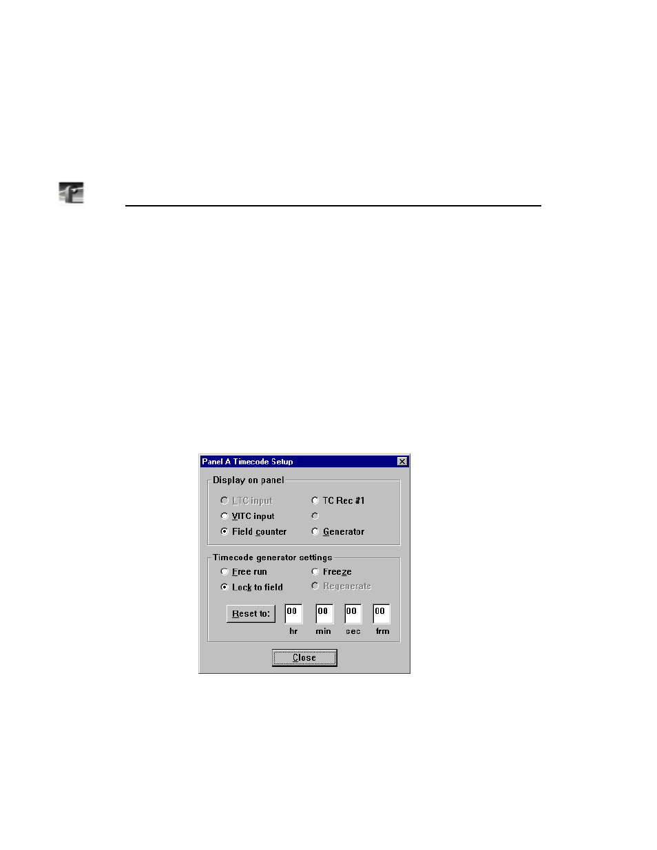 Setting timecode, Selecting how to display timecode on a panel | Grass Valley PDR v.2.1 User Manual | Page 100 / 158