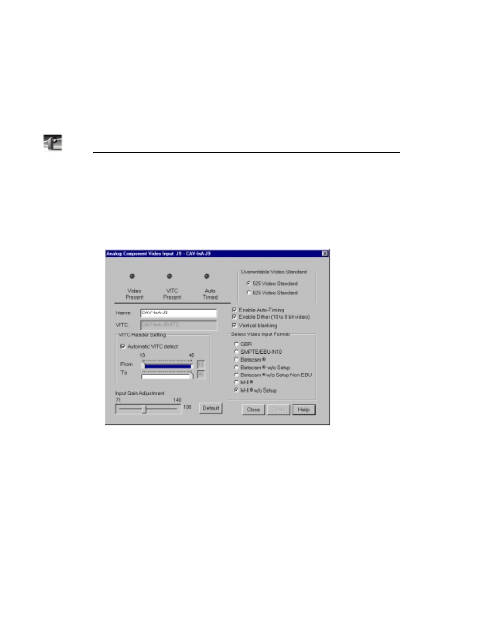 Component analog video input, Status indicators, Overwritable video standard | Grass Valley PDR v.2.1 User Manual | Page 48 / 158