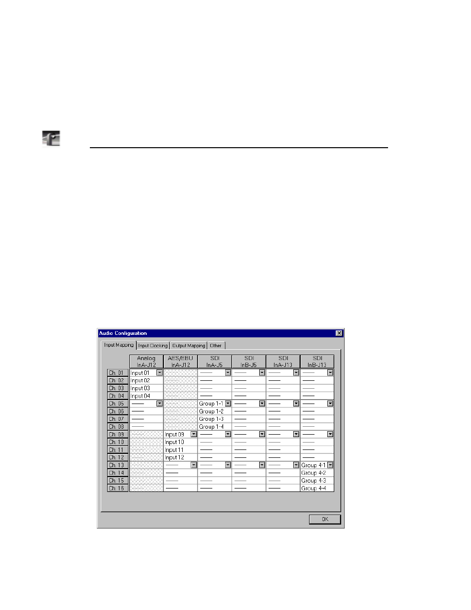 Audio configuration for the pdr200, Input and output mapping, Audio configuration for the pdr200 | Grass Valley PDR v.2.1 User Manual | Page 74 / 158