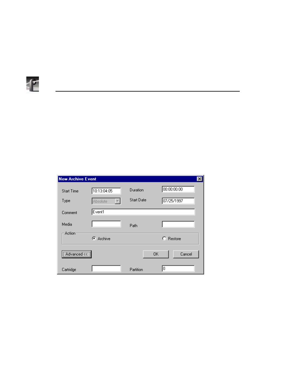 Scheduling an archive event | Grass Valley PDR v.2.2 User Manual | Page 260 / 350