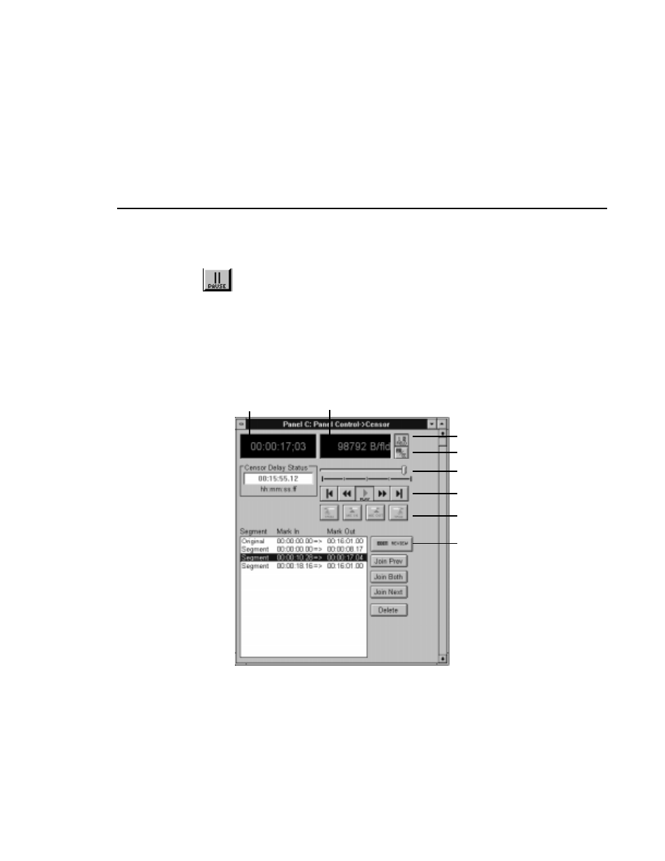 Censor panel controls | Grass Valley PDR v.2.2 User Manual | Page 281 / 350
