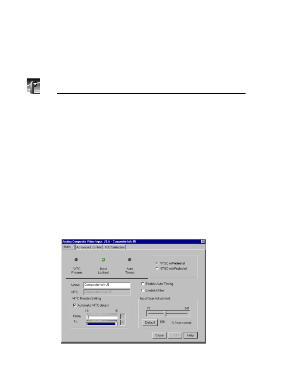 Video input, Analog composite video input | Grass Valley PDR v.2.2 User Manual | Page 52 / 350