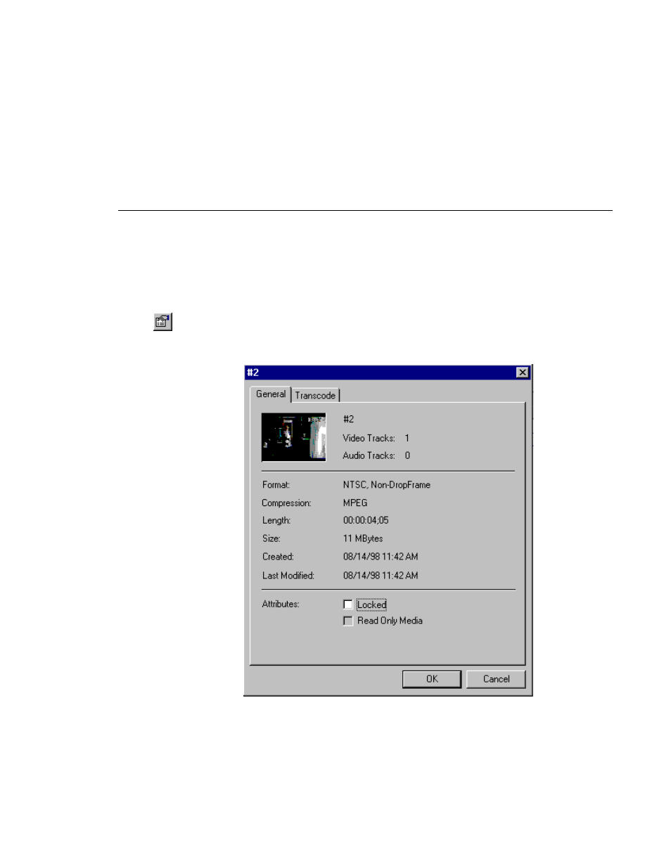 Properties dialog box for clips or masters | Grass Valley PROFILE FAMILY v.2.5 User Manual | Page 125 / 394