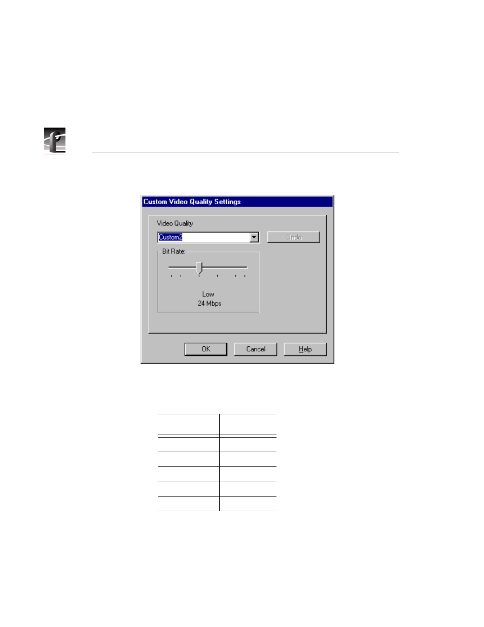 Jpeg custom video quality settings dialog box, Jpeg video quality (compression), Figure 58 | Nd table 6), Chapter 3 using media manager | Grass Valley PROFILE FAMILY v.2.5 User Manual | Page 132 / 394