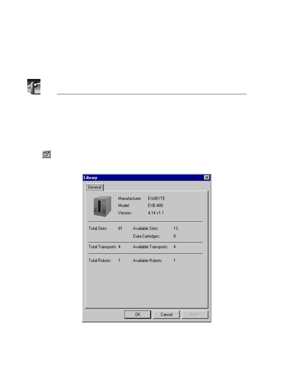 Properties dialog box for the library | Grass Valley PROFILE FAMILY v.2.5 User Manual | Page 150 / 394