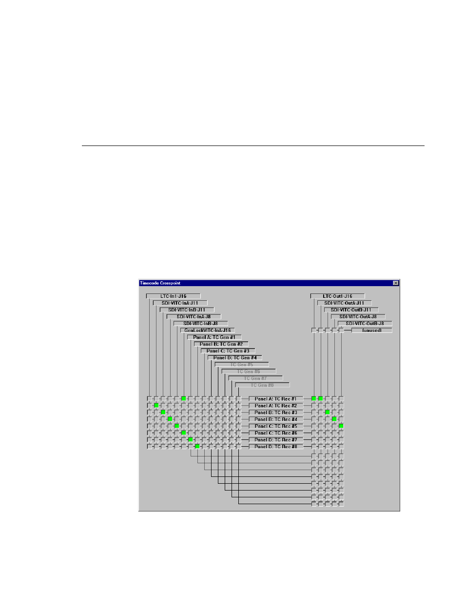 Timecode crosspoint dialog box | Grass Valley PROFILE FAMILY v.2.5 User Manual | Page 179 / 394