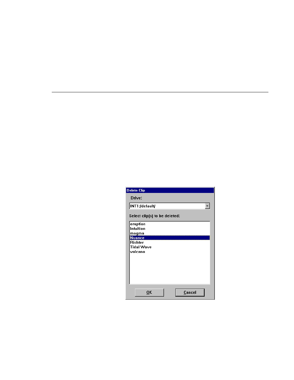 Ejecting all clips, Deleting a clip, Ejecting all clips deleting a clip | Delete clip dialog box | Grass Valley PROFILE FAMILY v.2.5 User Manual | Page 197 / 394