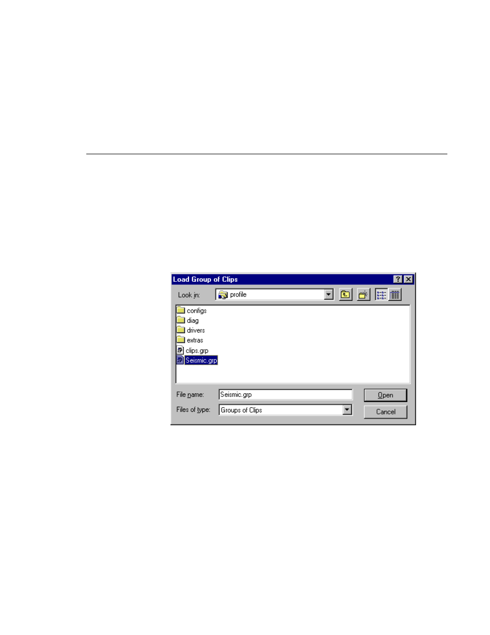 Playing a clip list, Editing a clip list, Playing a clip list editing a clip list | Load group of clips dialog box | Grass Valley PROFILE FAMILY v.2.5 User Manual | Page 199 / 394