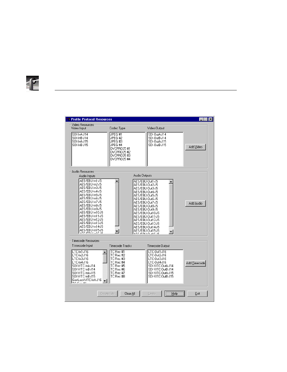 110 the main profile protocol resources dialog box | Grass Valley PROFILE FAMILY v.2.5 User Manual | Page 218 / 394