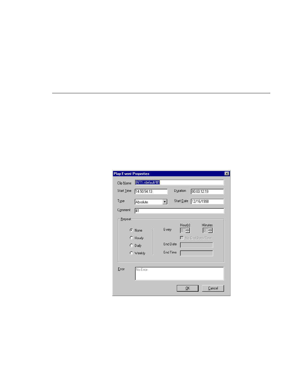 Changing event settings, 137 play event properties dialog box | Grass Valley PROFILE FAMILY v.2.5 User Manual | Page 289 / 394