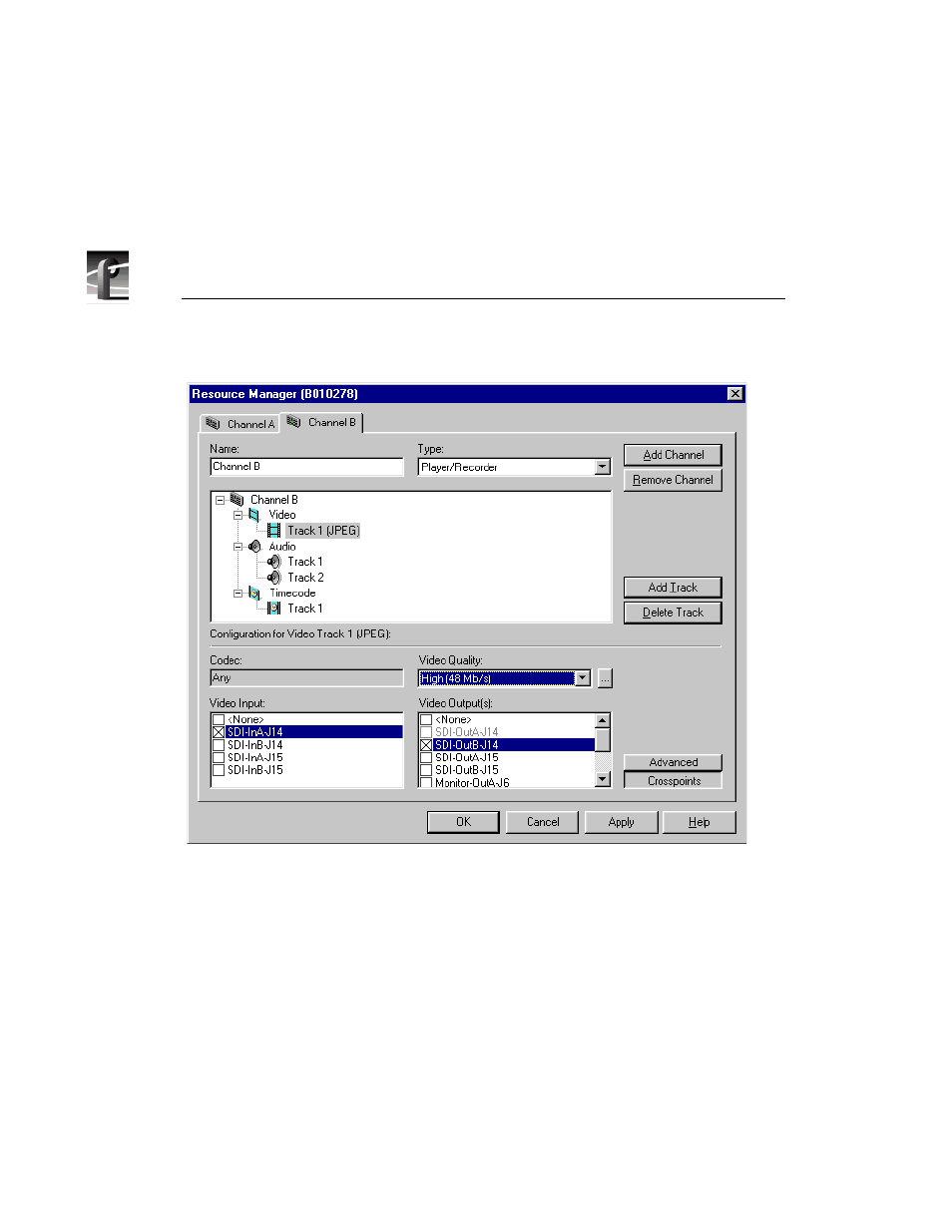 154 jpeg video track settings, Eg or figure 154 f | Grass Valley PROFILE FAMILY v.2.5 User Manual | Page 322 / 394