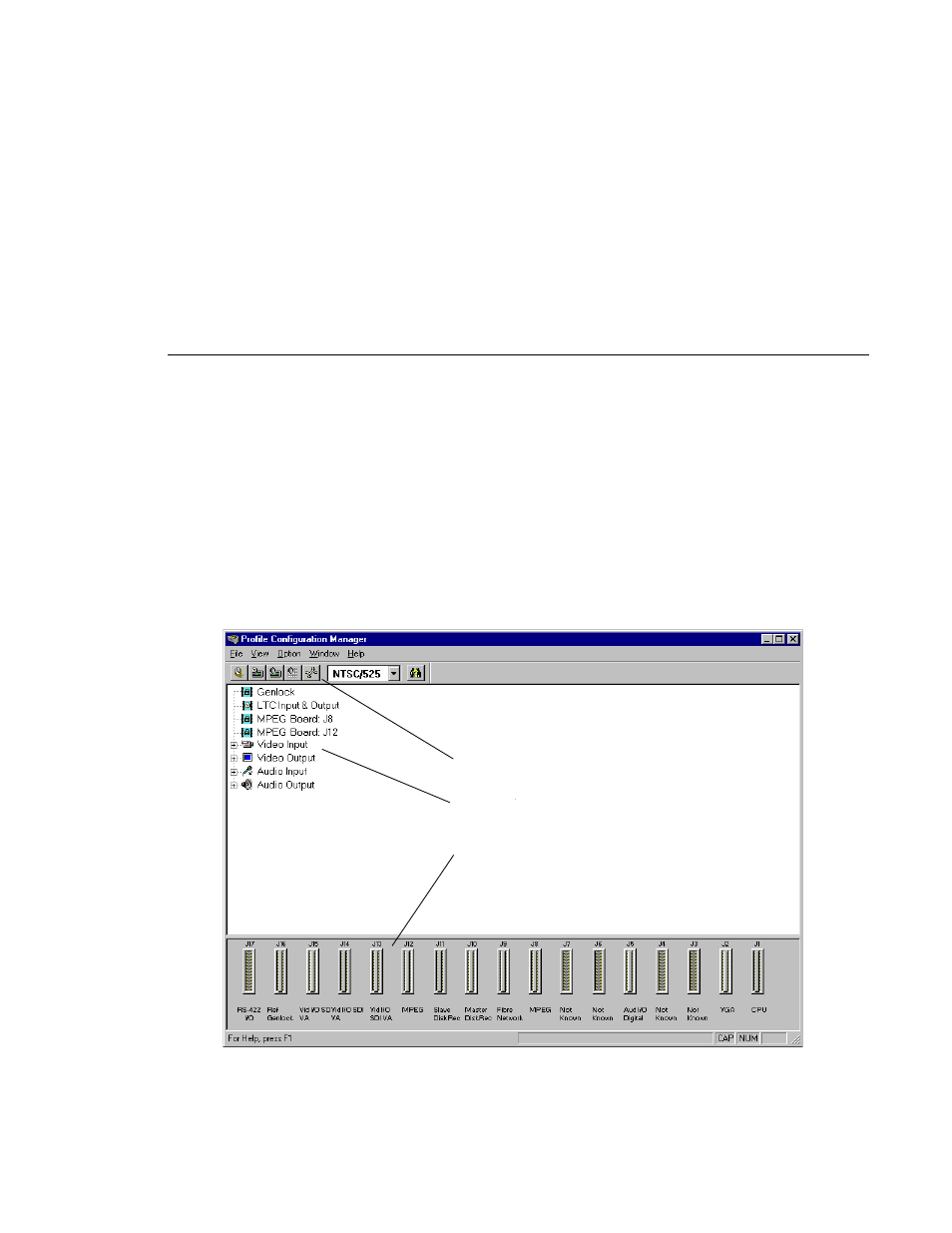 Using the profile configuration manager, Chapter 2, Profile configuration manager window | Grass Valley PROFILE FAMILY v.2.5 User Manual | Page 37 / 394