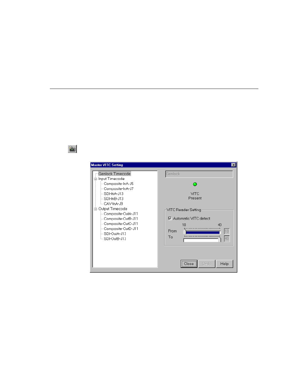 Setting master timecode, Master timecode dialog box, genlock settings | Grass Valley PROFILE FAMILY v.2.5 User Manual | Page 41 / 394