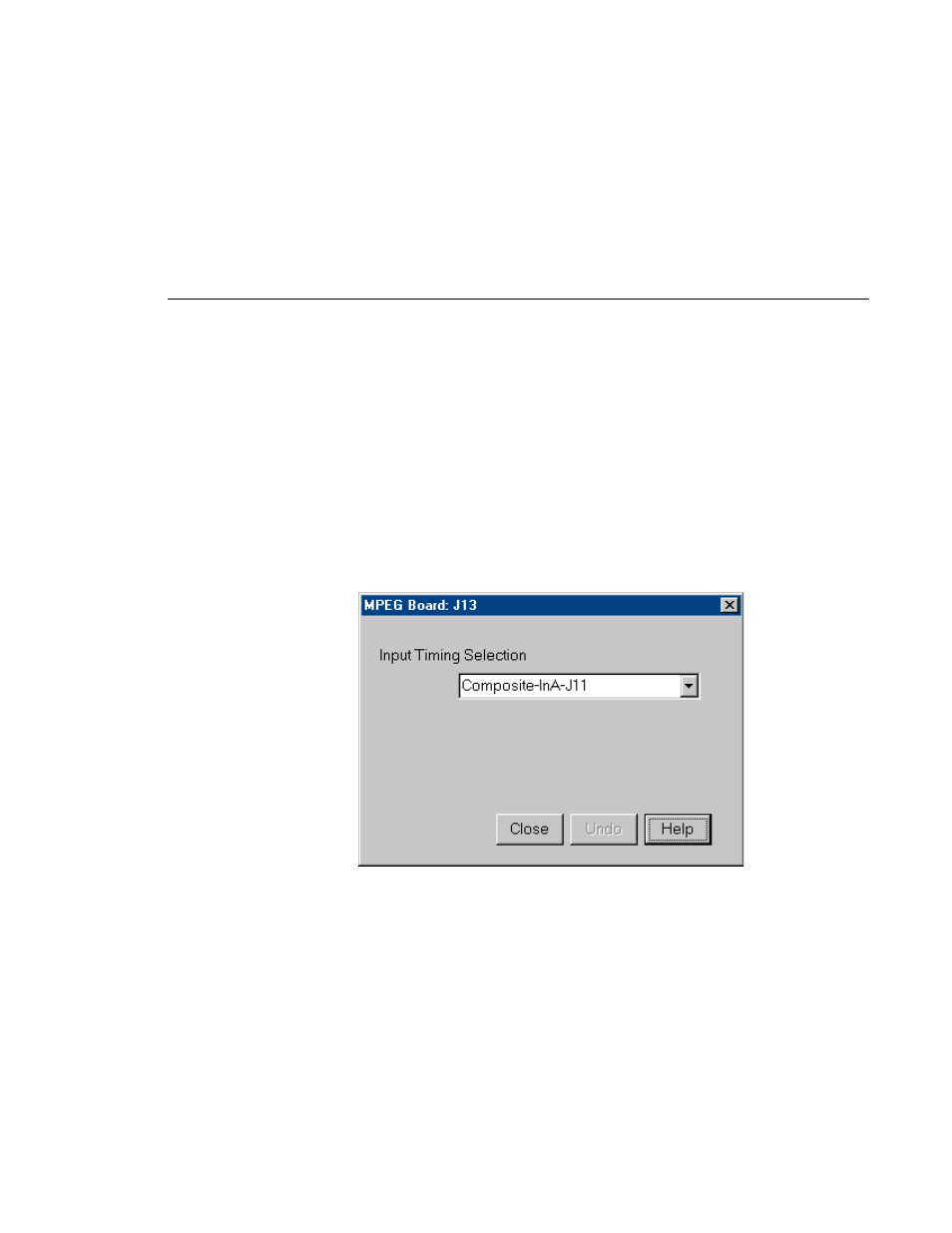 Setting mpeg input timing, Mpeg input timing dialog box | Grass Valley PROFILE FAMILY v.2.5 User Manual | Page 51 / 394