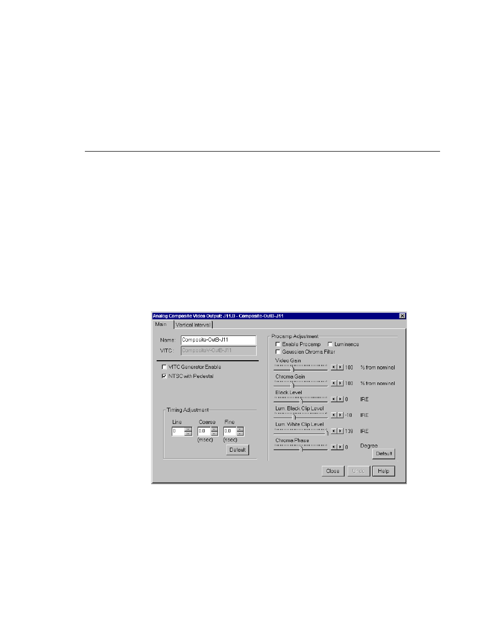 Video output, Analog composite video output, Analog composite video output dialog box | Grass Valley PROFILE FAMILY v.2.5 User Manual | Page 67 / 394