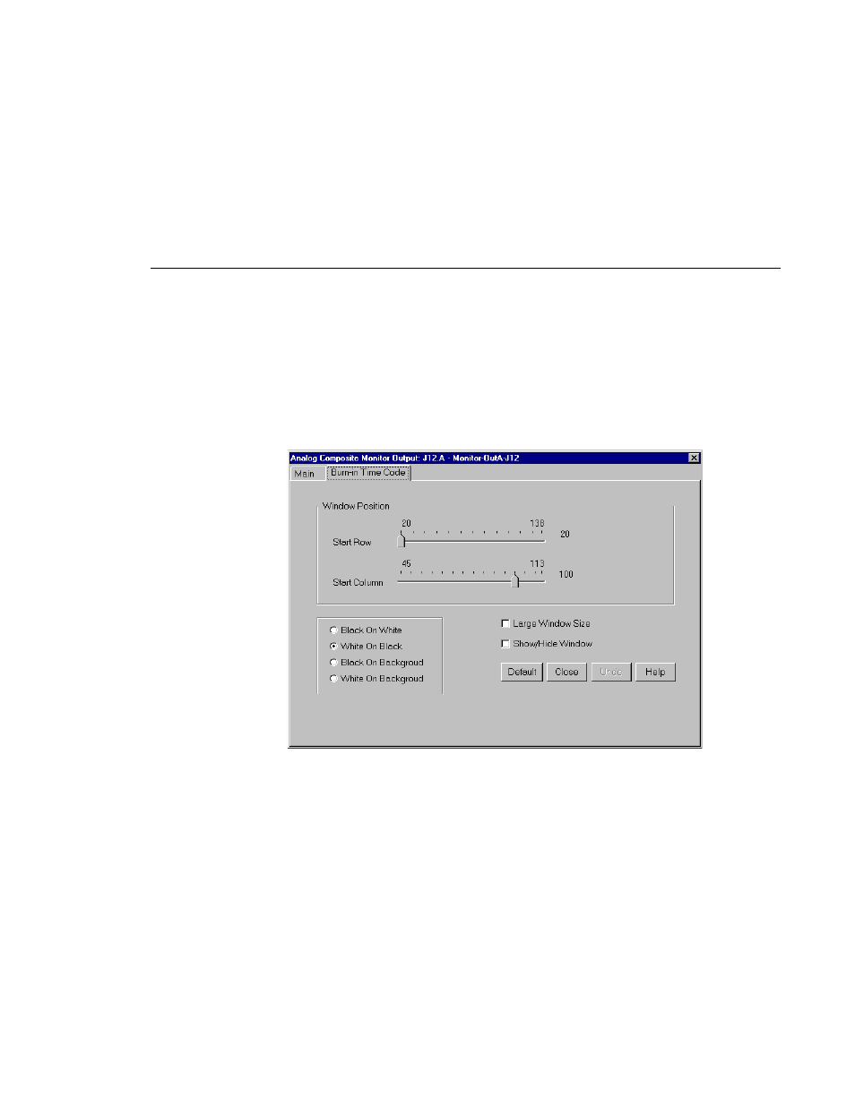 Analog composite monitor output burn-in timecode | Grass Valley PROFILE FAMILY v.2.5 User Manual | Page 73 / 394