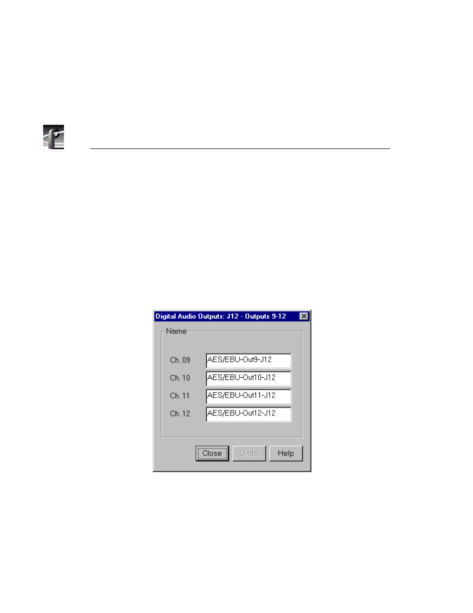 Digital audio output, Digital audio output dialog box | Grass Valley PROFILE FAMILY v.2.5 User Manual | Page 92 / 394