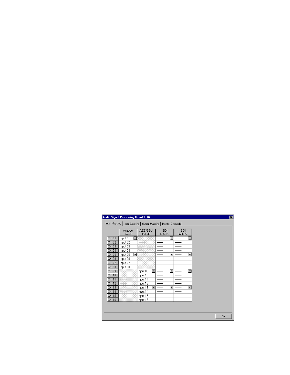 Audio configuration for the pdr200, Input and output mapping, Audio configuration for the pdr200 | Audio configuration dialog box, input mapping tab | Grass Valley PROFILE FAMILY v.2.5 User Manual | Page 93 / 394
