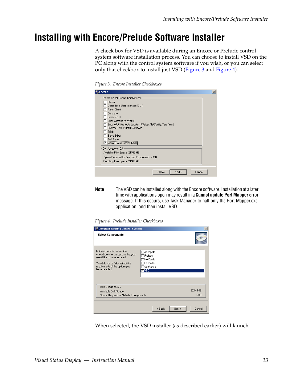 Installing with encore/prelude software installer | Grass Valley Visual Status Display v.2.0 User Manual | Page 13 / 52