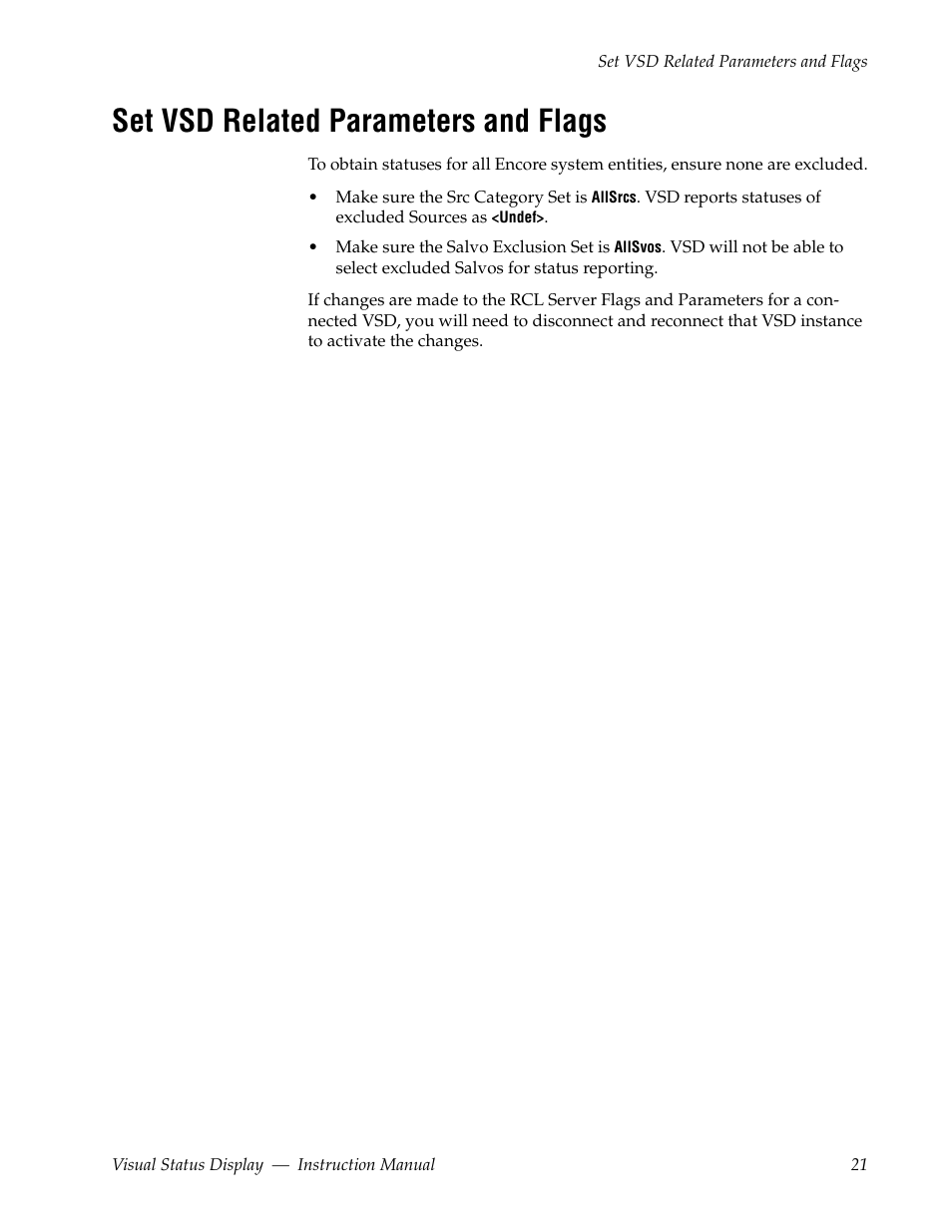 Set vsd related parameters and flags | Grass Valley Visual Status Display v.2.0 User Manual | Page 21 / 52