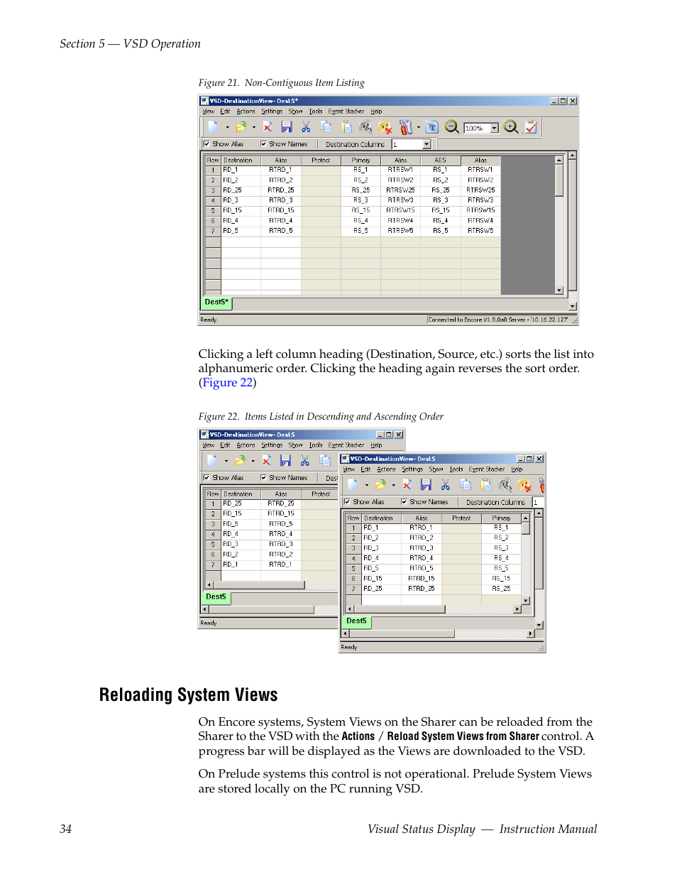 Reloading system views, Figure 21, Saving | Grass Valley Visual Status Display v.2.0 User Manual | Page 34 / 52