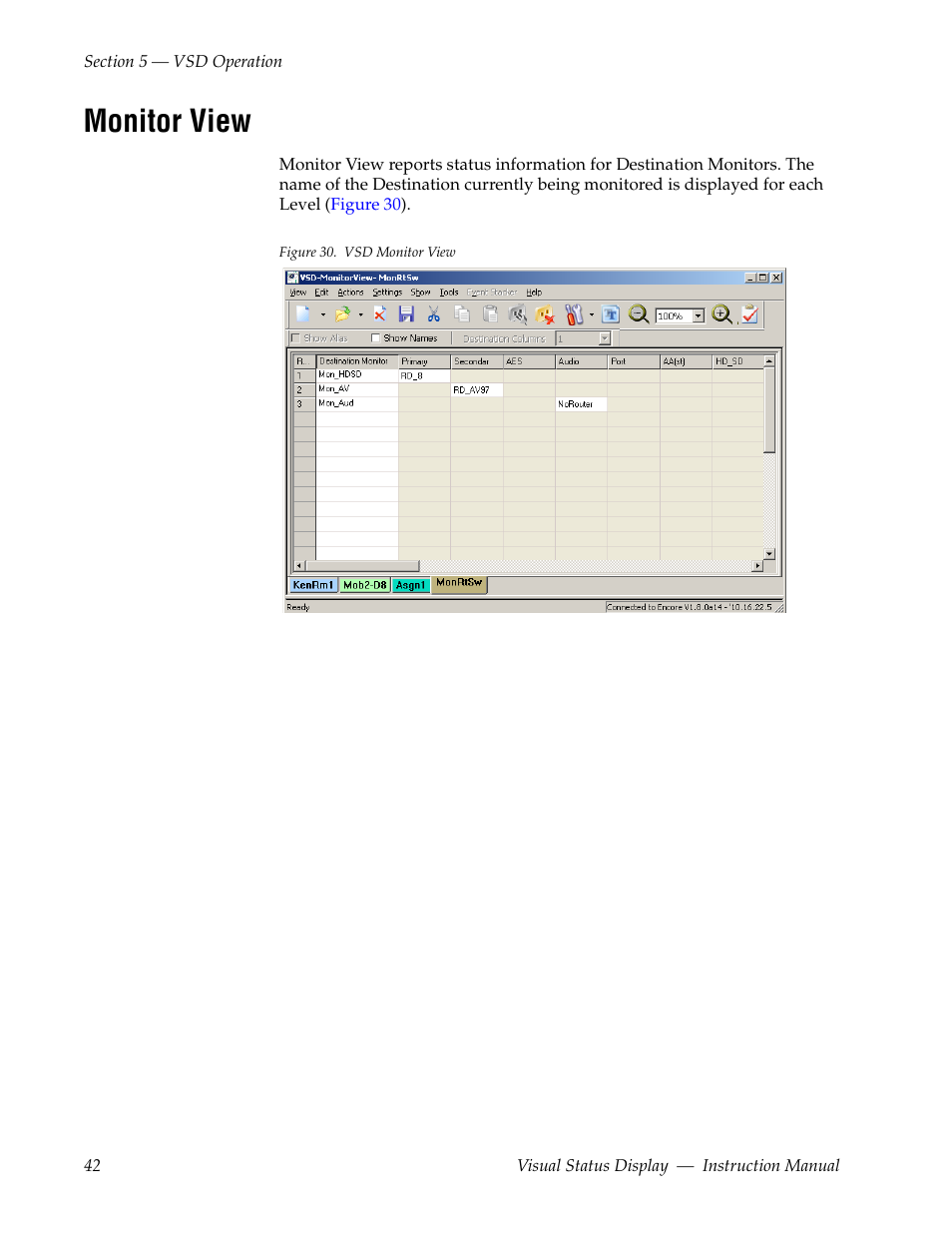 Monitor view | Grass Valley Visual Status Display v.2.0 User Manual | Page 42 / 52