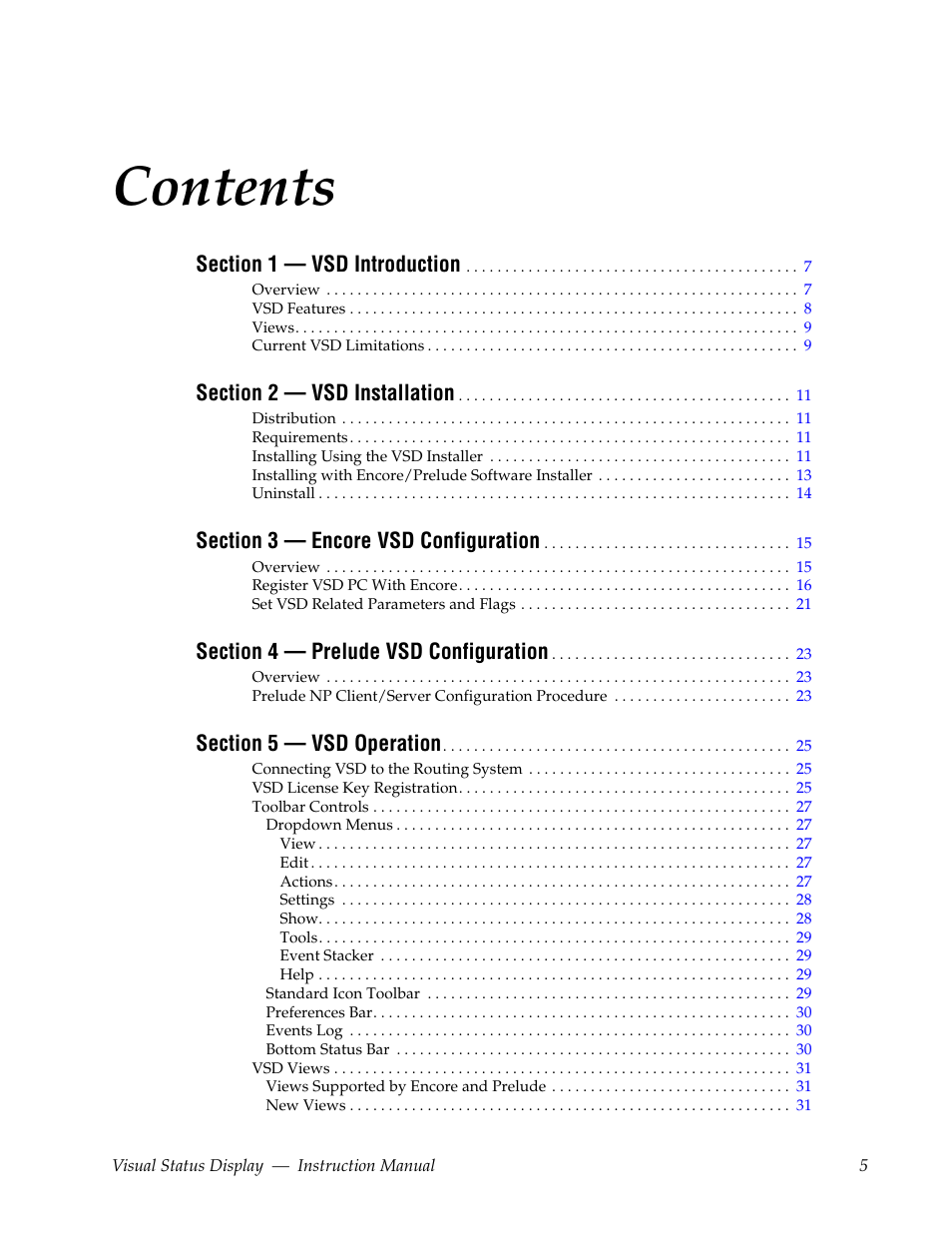 Grass Valley Visual Status Display v.2.0 User Manual | Page 5 / 52