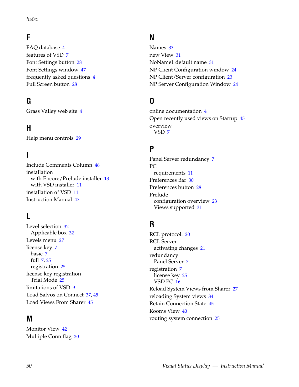 Grass Valley Visual Status Display v.2.0 User Manual | Page 50 / 52
